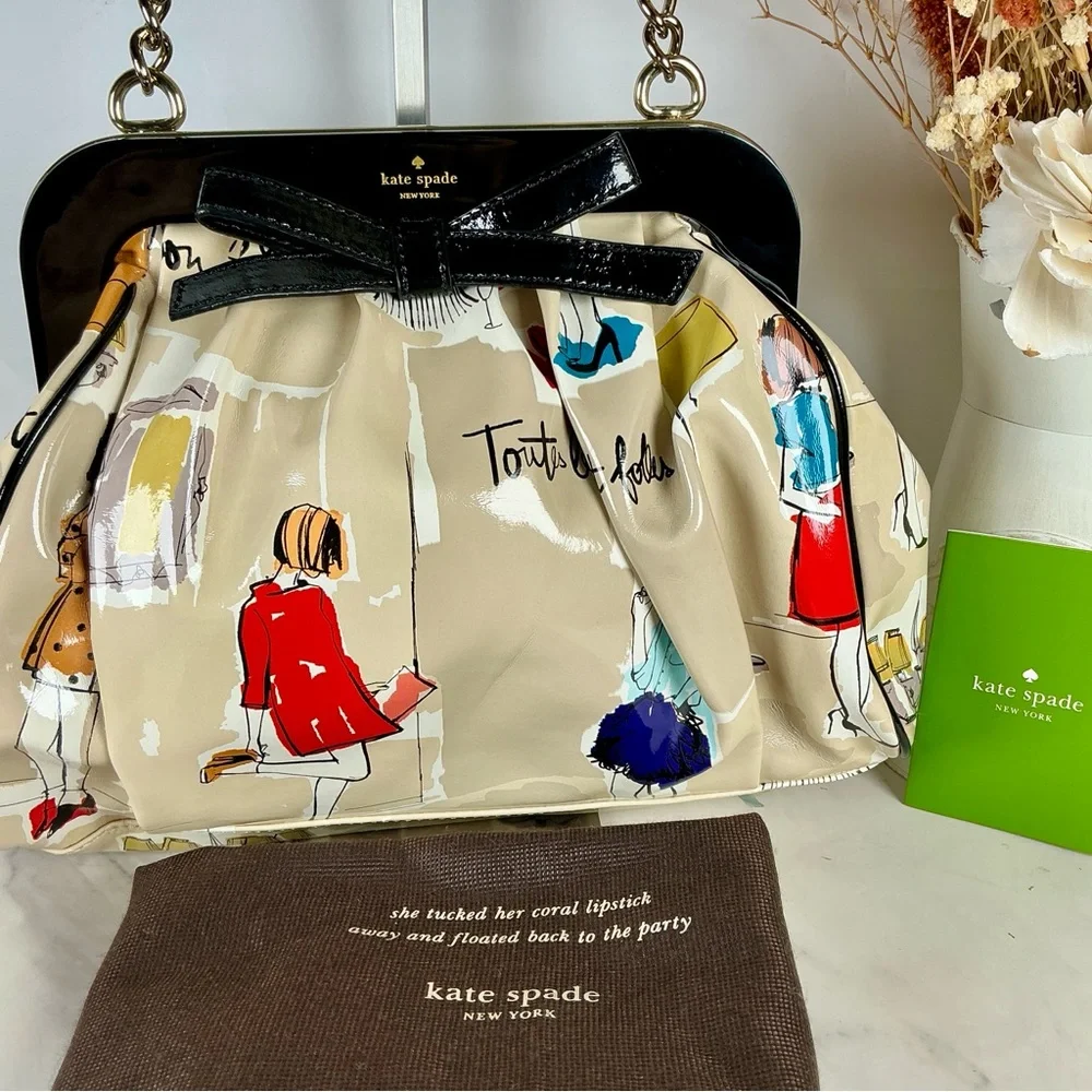 Kate Spade RARE‎ Garance Doré Collection Clutch Hand Shoulder Bag Kisslock Uniqu - Picture 2 of 15